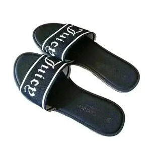 Juicy Couture Womens Yummylicious Black and White Slides 8.5